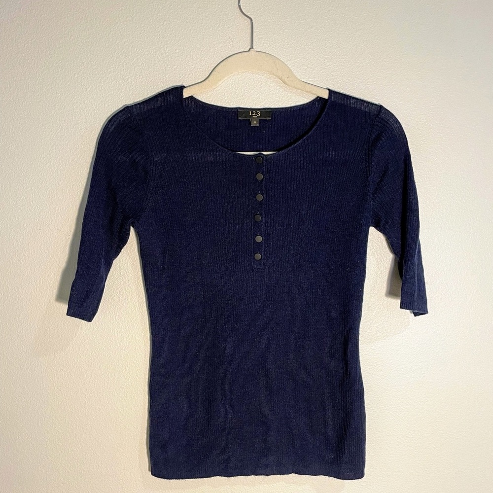 1.2.3 Paris | Navy Knit Top